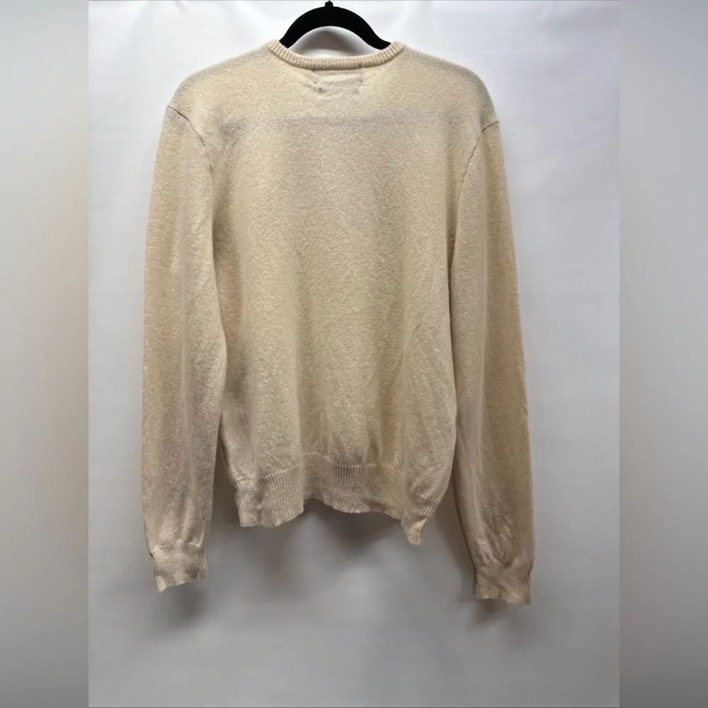 VTG Polo Ralph Lauren Sweater Mens Sz L Cream Pony 100% Italian Lambswool V-neck
